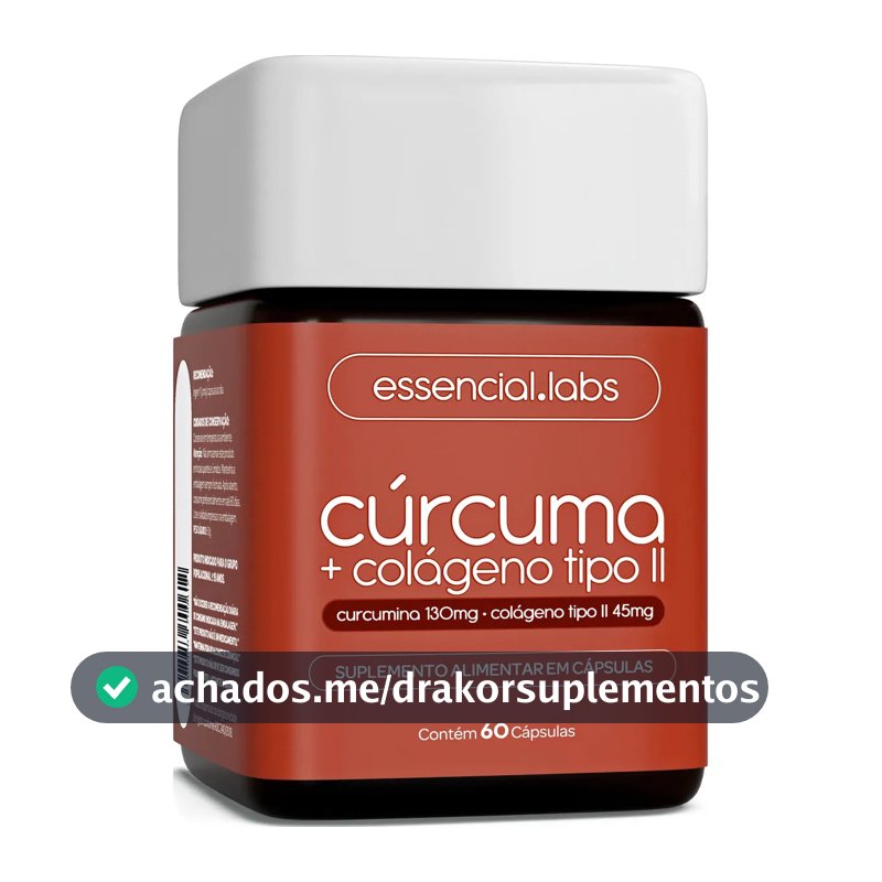 CÚRCUMA 130mg + COLÁGENO Tipo Ii 45mg - Fórmula com Máxima Concentração e Pureza - 60 Cápsulas