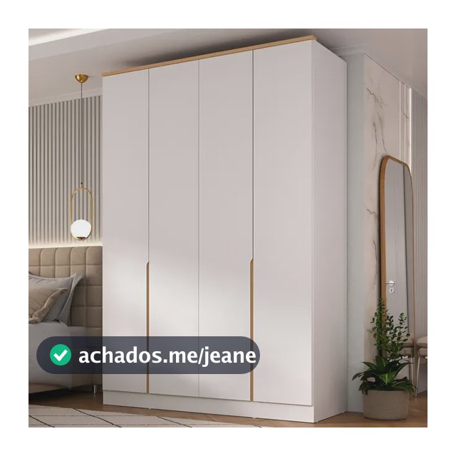 Guarda-roupa Solteiro Logan 4 Portas 2 Gavetas Branco/Olmo Italiano MDF Manbel 56x160,5x232,2 cm