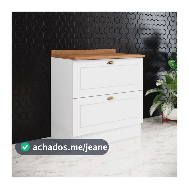 Balcão Para Cozinha 2 Gavetas Com Tampo Mdf 80cm Americana Branco Hp/nature