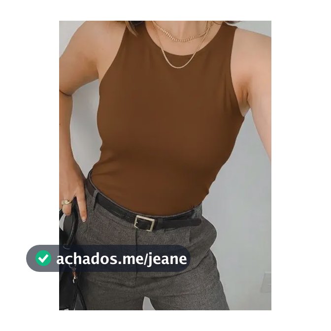 Regata Blusa Feminina Suplex Duplo Básica Elegante Premium Marrom G/gg - 44