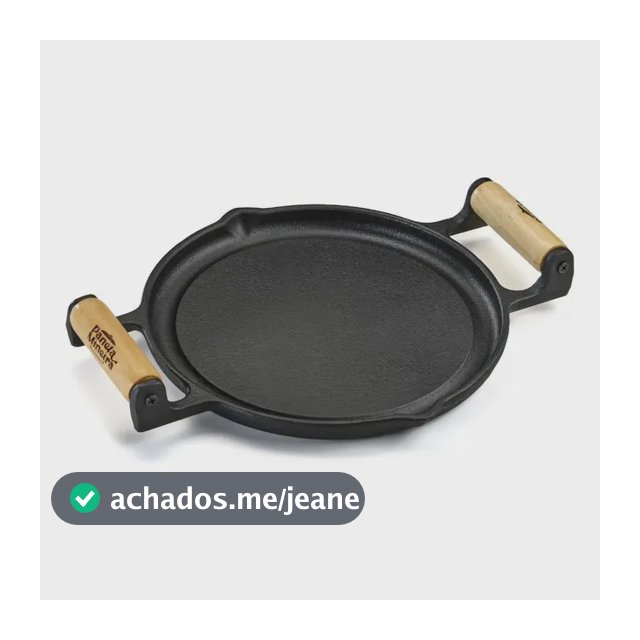 Bifeteira Ferro Fogo Forte22x2cm Alça Madeira Panela Mineira Preto