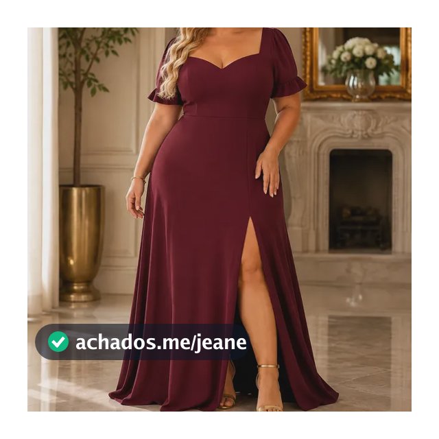Vestido Festa Plus Size Em Malha, Decote Coração Ps125