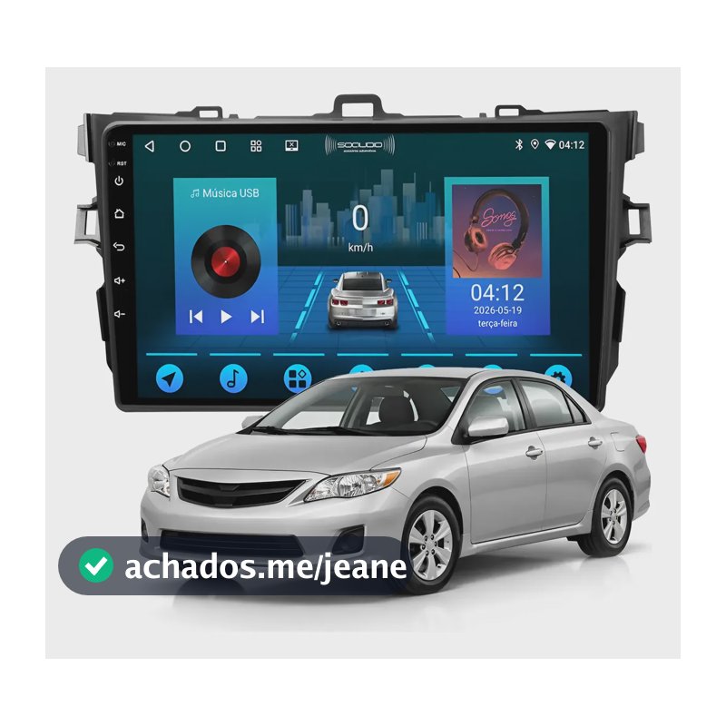 Multimídia Android Toyota Corolla 2009 A 2014 2+64gb 9p Preto