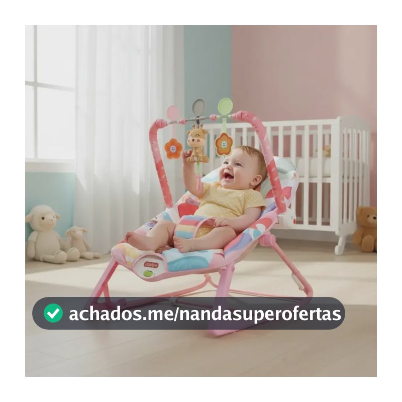 Cadeira De Descanso E Balanço Para Bebê Vibratória Musical Rosa Girafa