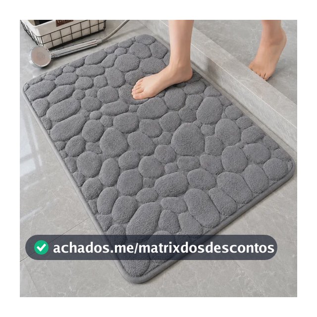 Tapete Banheiro Antiderrapante Macio Absorvente 60x40 Cinza