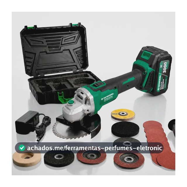 Esmerilhadeira Angular Several Importados Lixadeira Potente Corte Fácil 21v Bateria Ferramenta Completa Verde