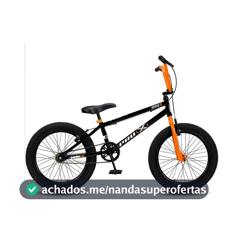 Bicicleta BMX Aro 20 Pro-X Série 1 2024 Preto/Laranja V-Brakes