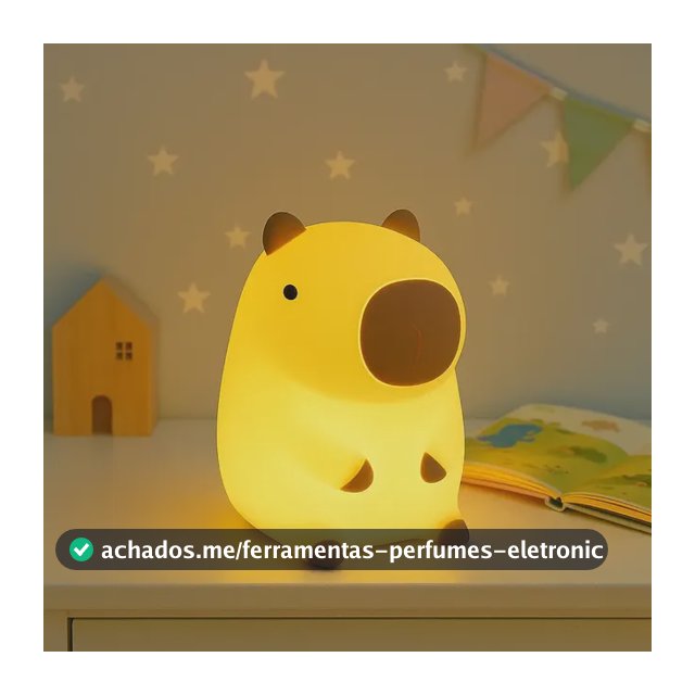 Luminária Capivara Abajur Silicone Recarregável Muda Cor Amarelo Laranja 110,220