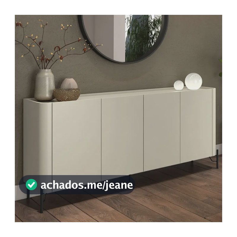 Buffet Mdf Com Porta Lisa L180 X A81,5cm F831l Luna (creme) E Pés Pretos