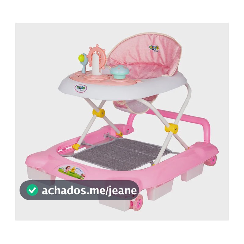 Andador Infantil Musical Para Bebê Empurrador Compacto 3 Ajustes de Altura La Bamba Maxi Baby - Rosa
