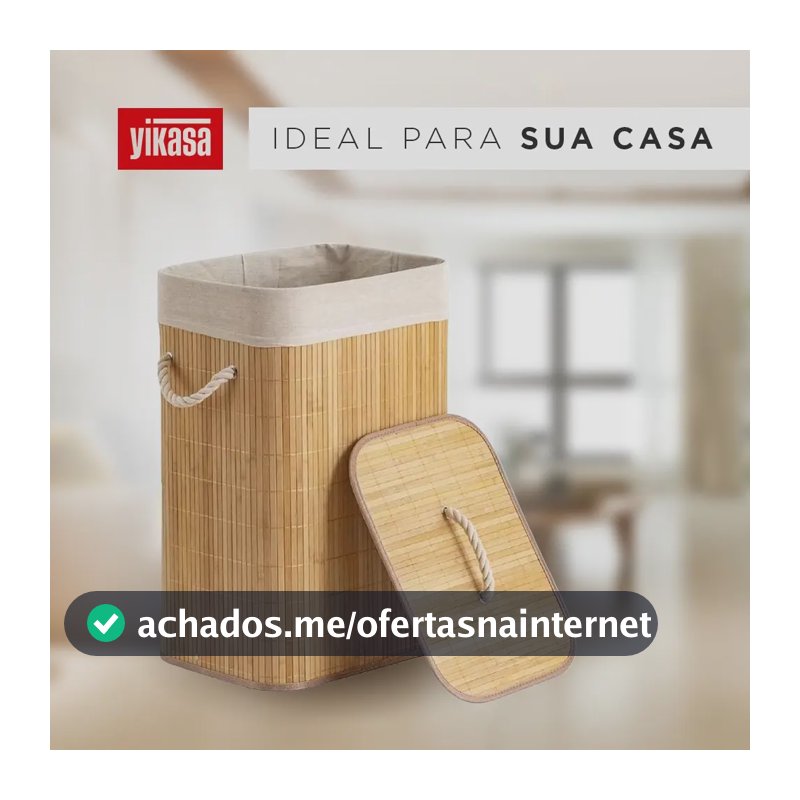 Cesto De Roupas De Bambu 70 Litros Yikasa