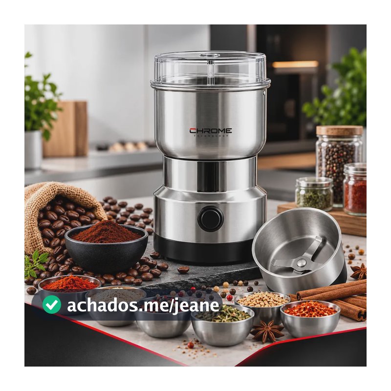 Moedor Triturador De Café Elétrico Multifuncional Inox Processador de Grãos Temperos Secos