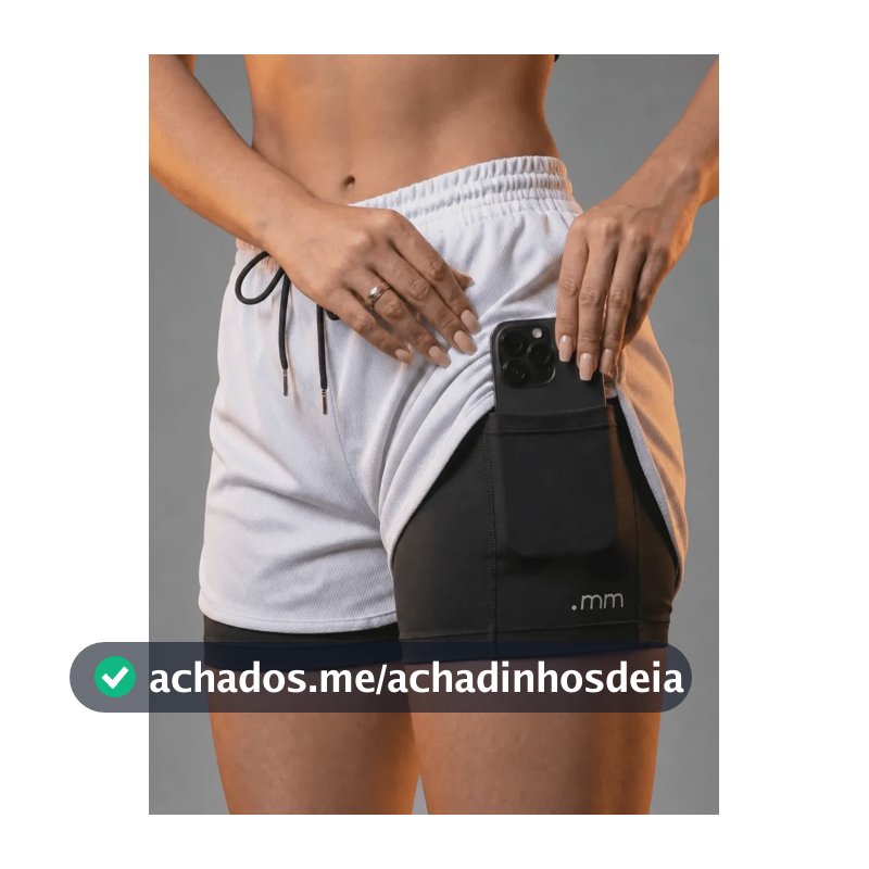 Short Duplo Feminino 2 Em 1 Academia Com Bolso Cintura Alta Branco M