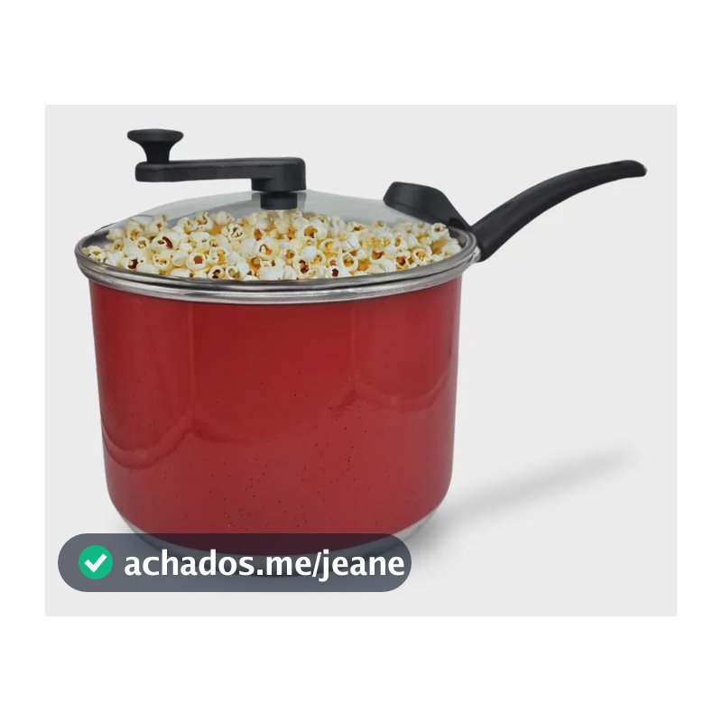 Panela Pipoca Pipoqueira N°20 Preto Liso Com Tampa De Vidro Cor Vermelho