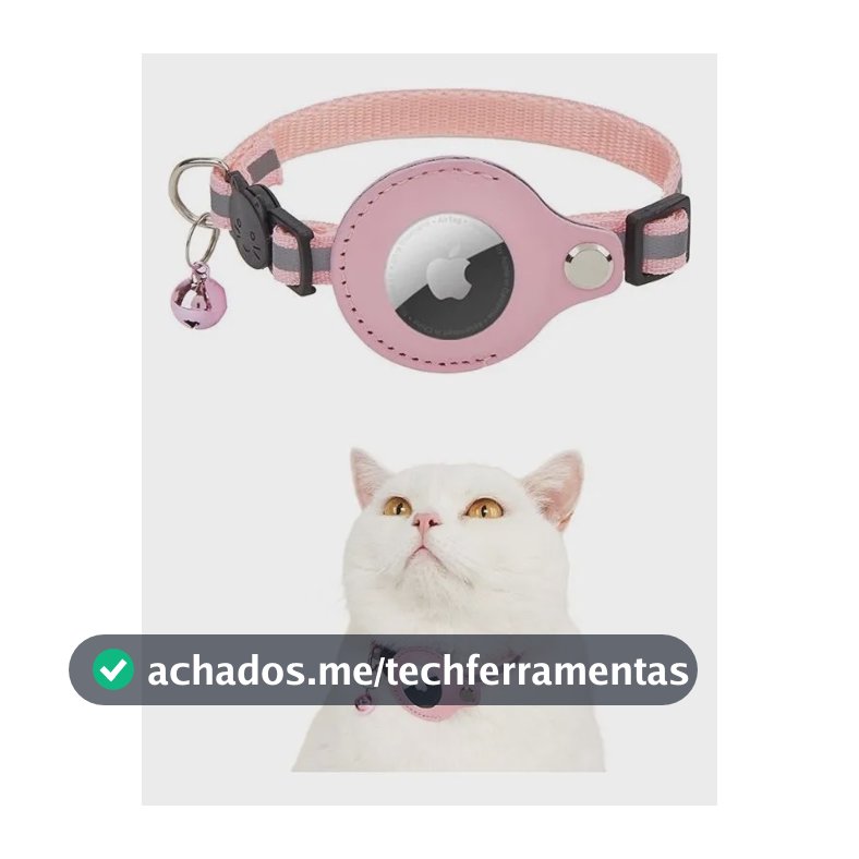 Coleira Para Gatos Compatível Com Airtag Refletiva Ajustável Rosa