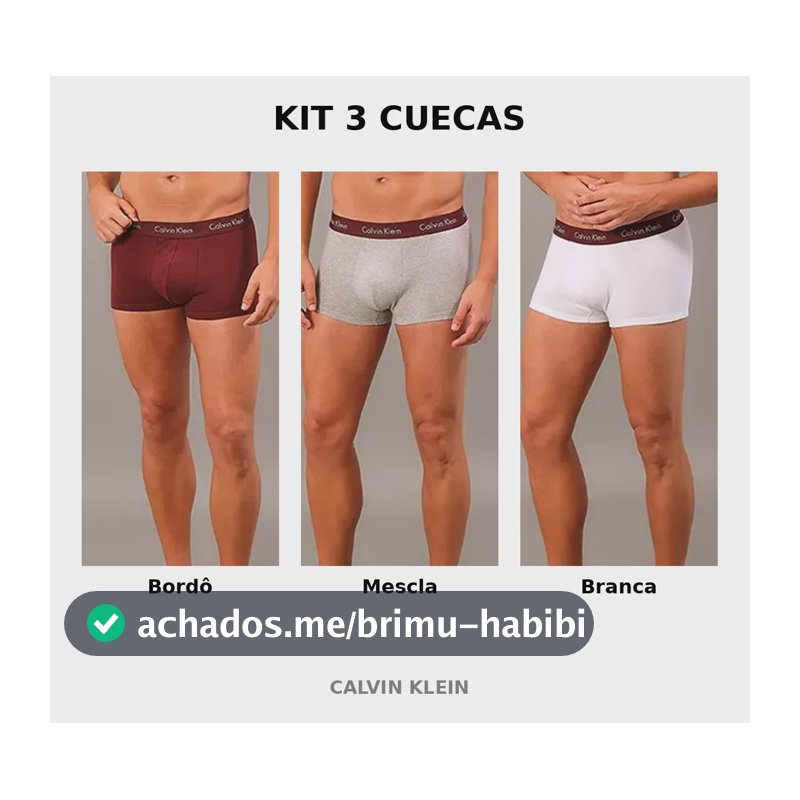Kit 3 Cuecas Calvin Klein Low Rise Trunk Bordô Liso G