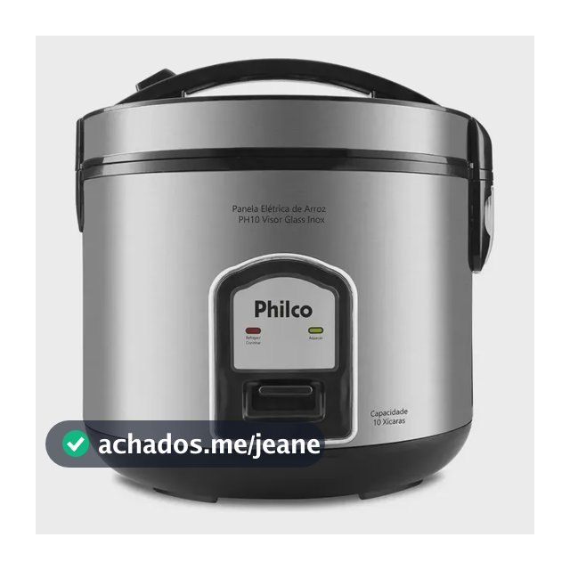 Panela De Arroz Philco 10 X Ph10p Visor Glass Inox 110v Preto/inox
