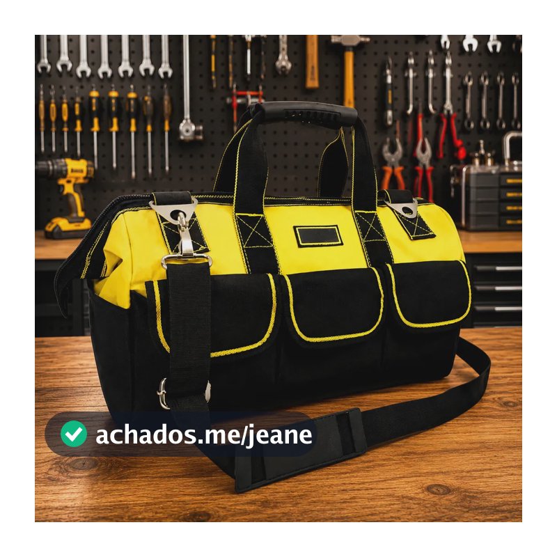 Bolsa Maleta Ferramentas 16 Bolsos 1 unidade Reforçada Impermeável Eletricista Mecânico Encanador Pedreiro Organizador Mala Fundo Rígido Profissional Meow