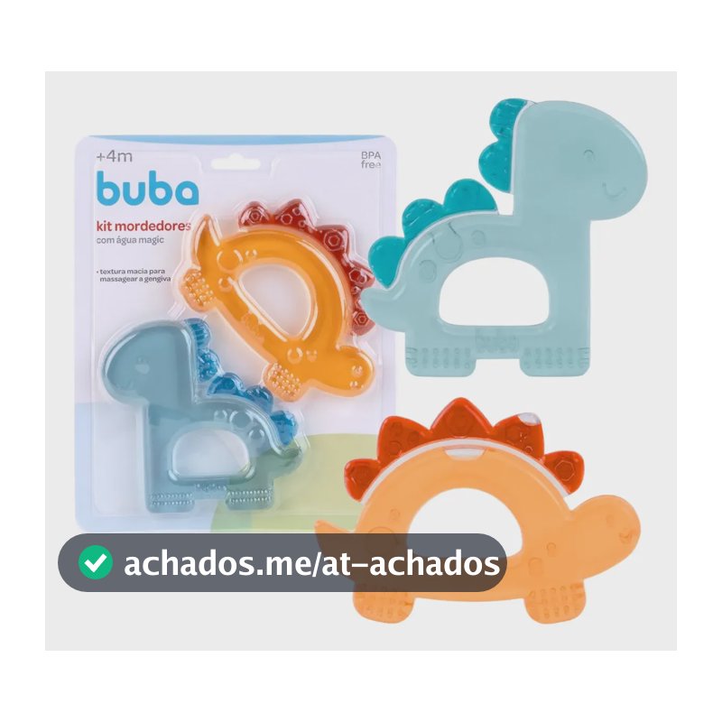 Kit 2 Mordedores Dinossauros C/ Agua Magic Dino Buba