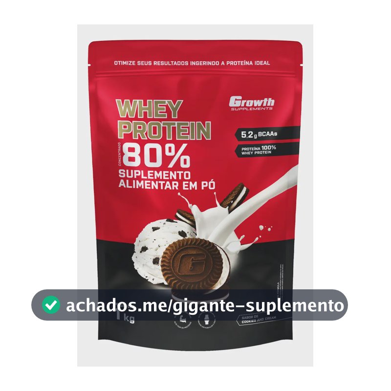 Suplemento em pó Growth Supplements Whey Protein Concentrado sabor Cookies and Cream 1 kg