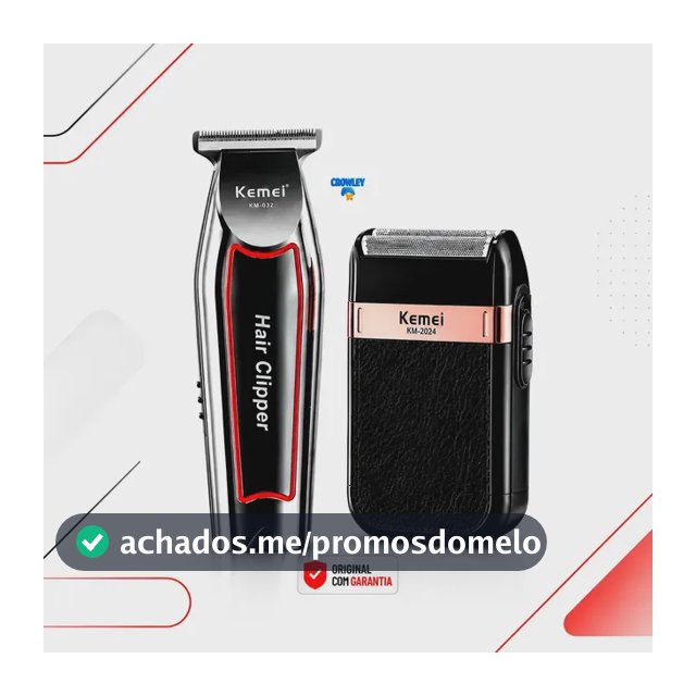Kit Máquina Acabamento Kemei Km-032 E Shaver Km-2024 Bivolt Prateado 127/220v
