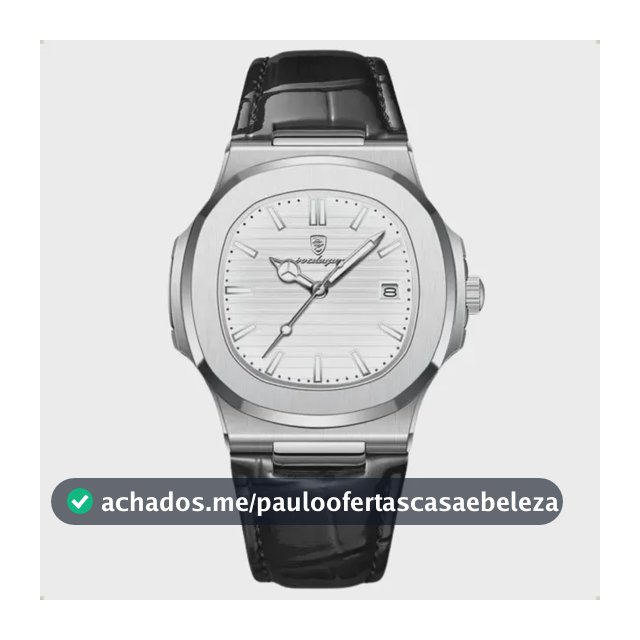 Relógio Classic Vintage Suíço Masculino Em Couro Esportivo Correia Preto Bisel Prateado Fundo Branco