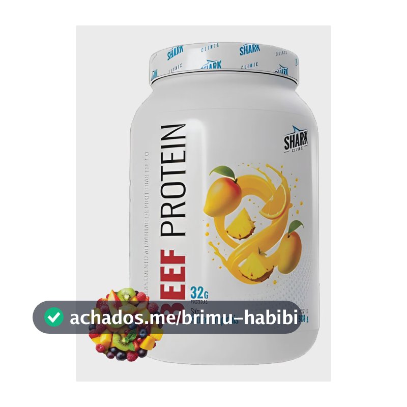 Proteína bovina isolada Shark Pro Whey Beef Zero Lac 900G em pó sabor Frutas tropicais x 900g