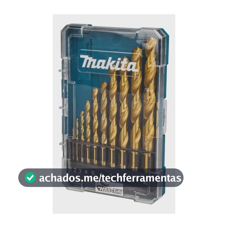 Kit Jogo Broca Makita 1-10mm 10 Pçs Titanio D-72849