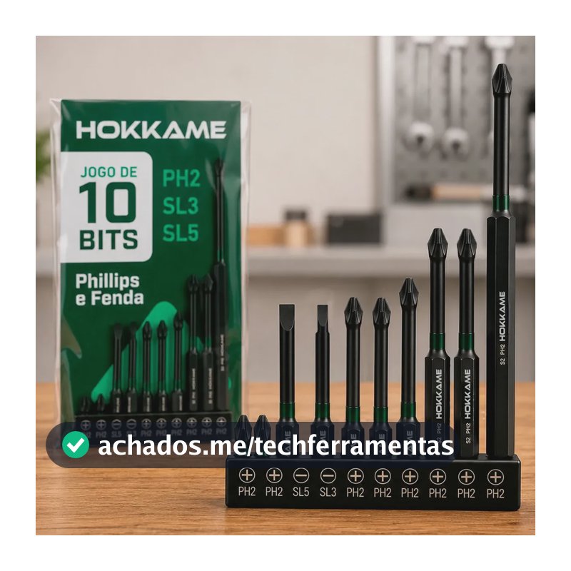 Jogo 10 Bits Philips Ph2 Longo E Fenda Ponteira Magnética Imantada P/ Parafusadeira