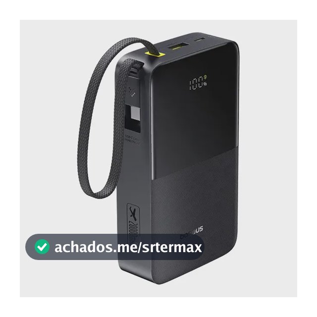 Power Bank Baseus Bipow2 Pro FC51 20000mAh 22,5W Carregamento Rápido Cabo USB-C Integrado Display Digital Carrega 3 Dispositivos Proteção Inteligente Preto