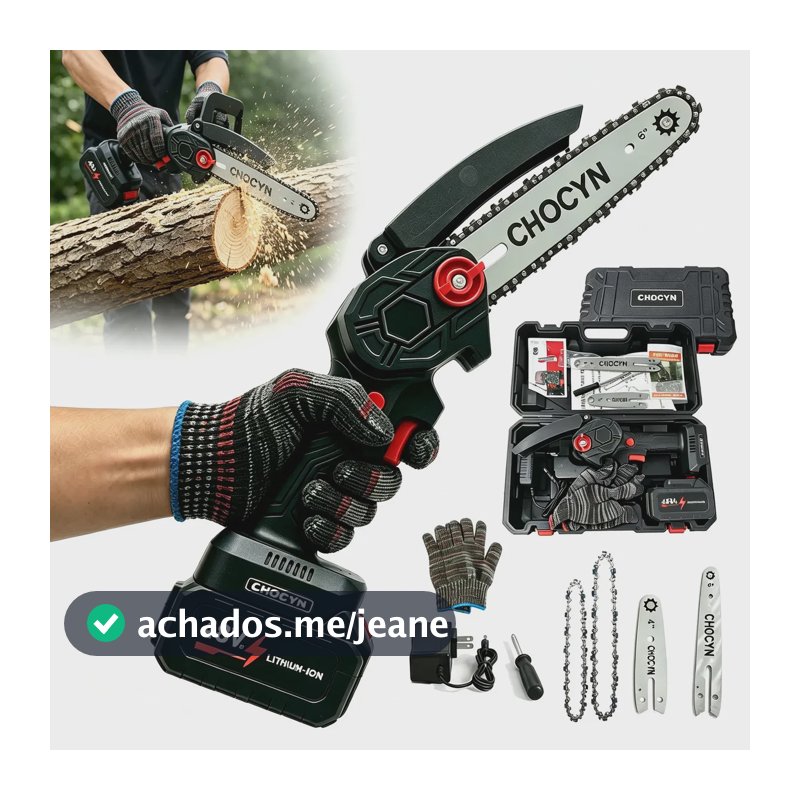 Motosserra Elétrica Sem Fio 48V Bateria de Lítio 4 e 6 Polegadas Portátil para Podar Árvores e Cortar Lenha na Jardinagem
