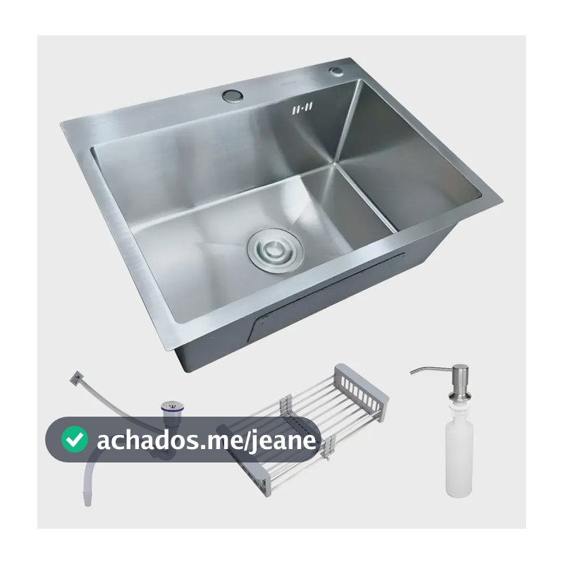 Cuba Pia Inox Prata Quadrada Cozinha Gourmet Acessório 60x45 Prata
