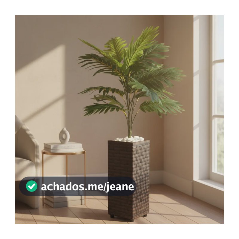 Planta Coqueiro Artificial Arranjo + Vaso Grande Decoração Palha