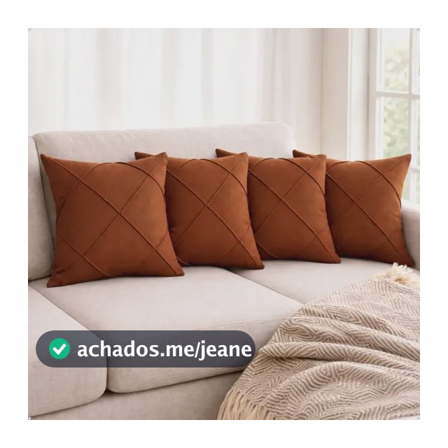 Kit 4 Capa Almofada Suede Aveludada Drapeada 45x45 Decoração