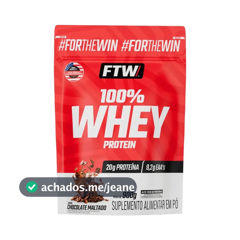 Whey Protein 100% Concentrado Refil 900g Sabor Chocolate Maltado - Ftw
