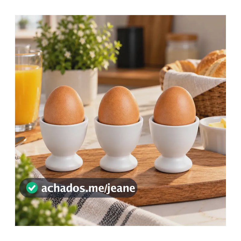 Kit 3 Suportes Porta Ovo Cozido Quente Taça Cozinha Café Branco