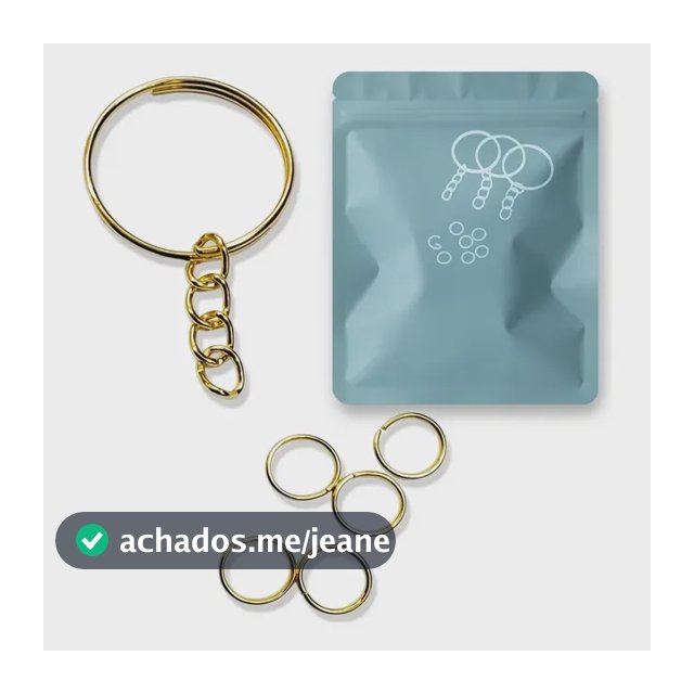 Argola Chaveiro 20mm C/ Corrente + Elo Dourado 1000 Peças