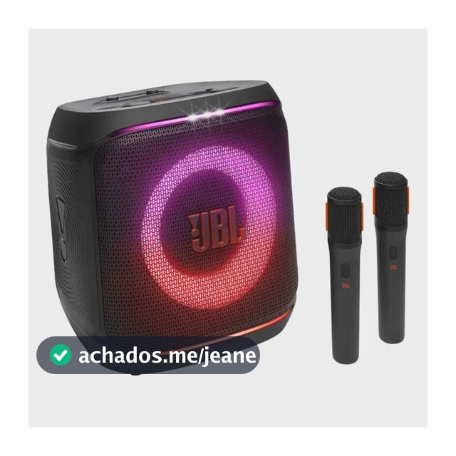 JBL PartyBox Encore 2, com 2 microfones sem fio, 100W RMS, AURA CAST, até 15 horas, bivolt