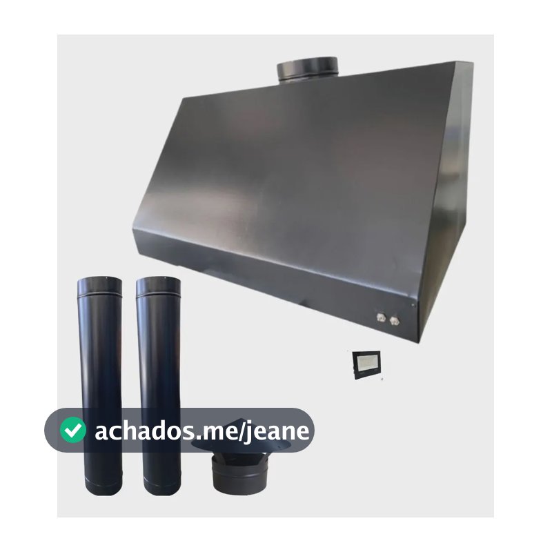 Coifa 170x60 2m Tubo E Chapéu Chinês De 200mm Preto