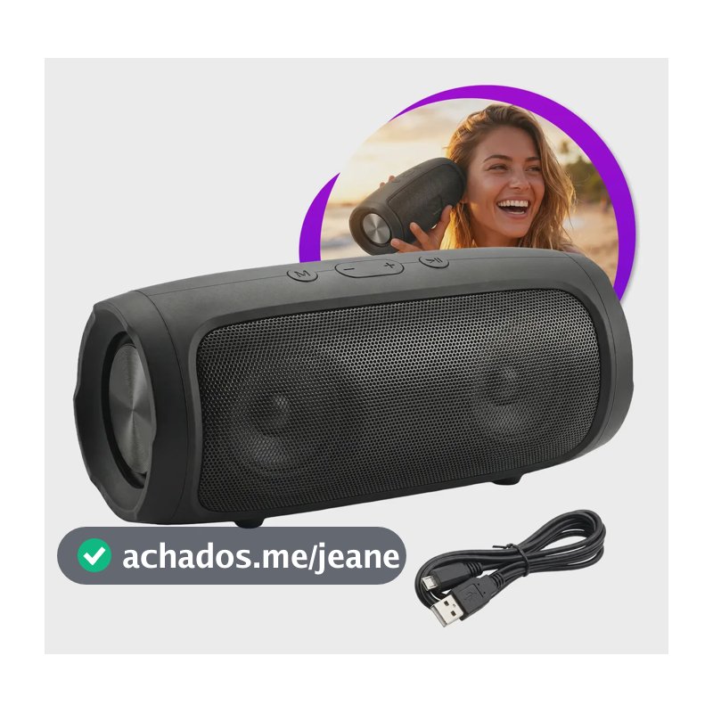 Caixa Caixinha De Som Bluetooth Pendrive Sd Fm Portátil Alto Falante Potente Estéreo Coolmusic Preto 20w