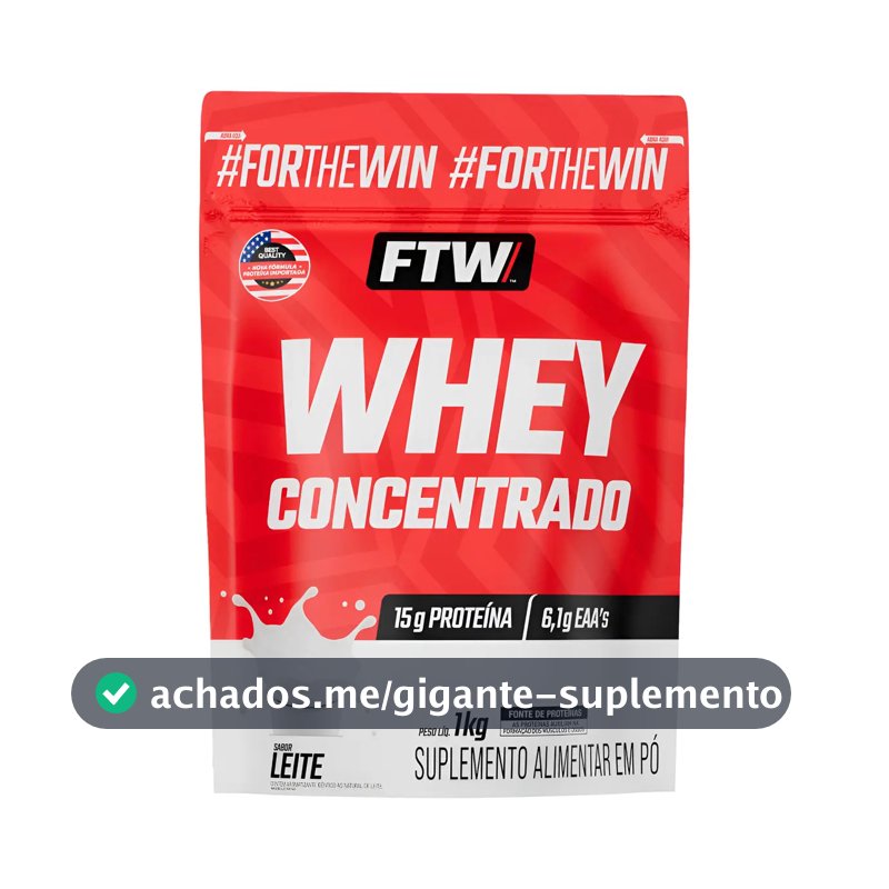 Whey Protein Concentrado 1kg Sabor Leite - Ftw