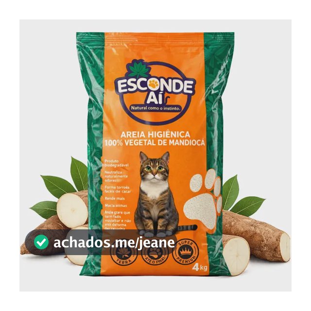 Areia Gatos Mandioca Biodegradável Sanitária Higiênica 4kg