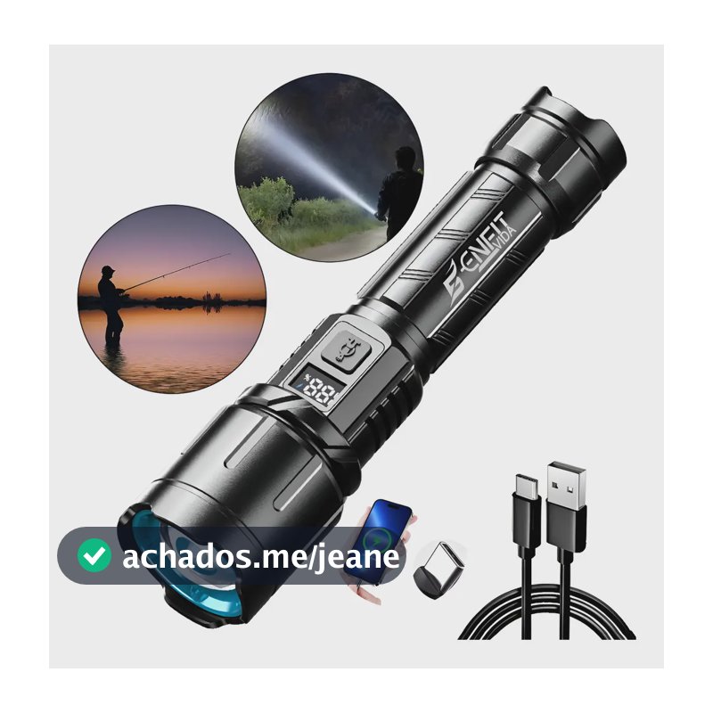 Lanterna Tática Potente 2km ENFIT VIDA M160-JD-SDT02 3800lm USB Recarregável Aluminio Zoom Lanternas Potentes LED