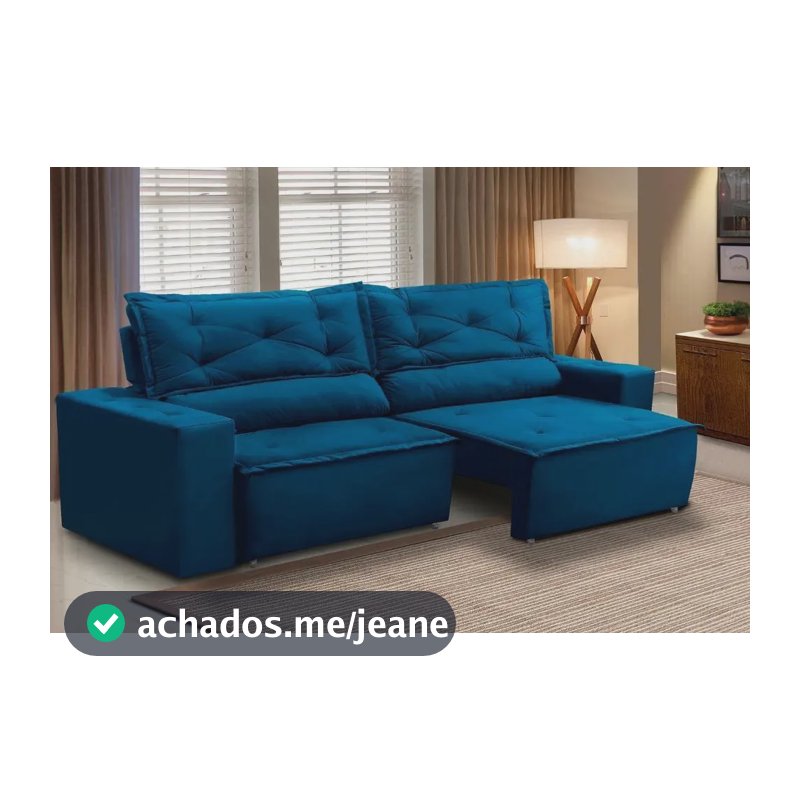 Sofá Retrátil E Reclinável Com Molas 1,80m Livia Suede Azul