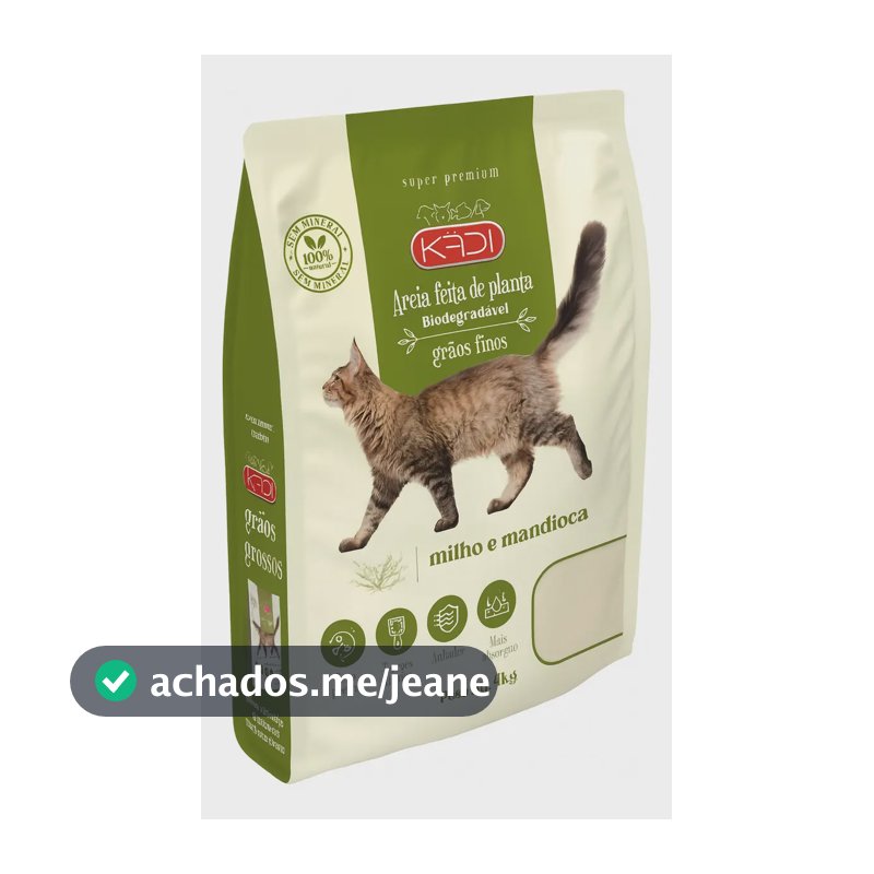 Areia Sanitária Kadi 4kg Grãos Finos Biodegradável Gatos,  Aquela Areia Que Vira Torroes Kadi Mandioca