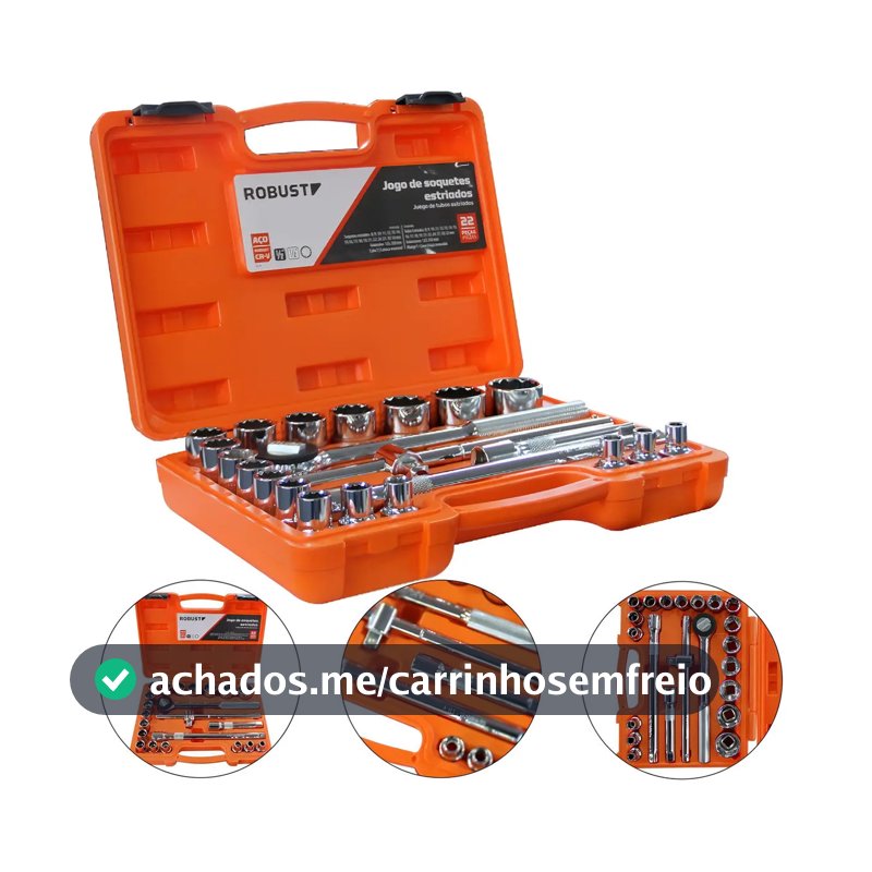 Jogo De Soquetes Estriados Catraca 1/2 8 A 32mm Robust