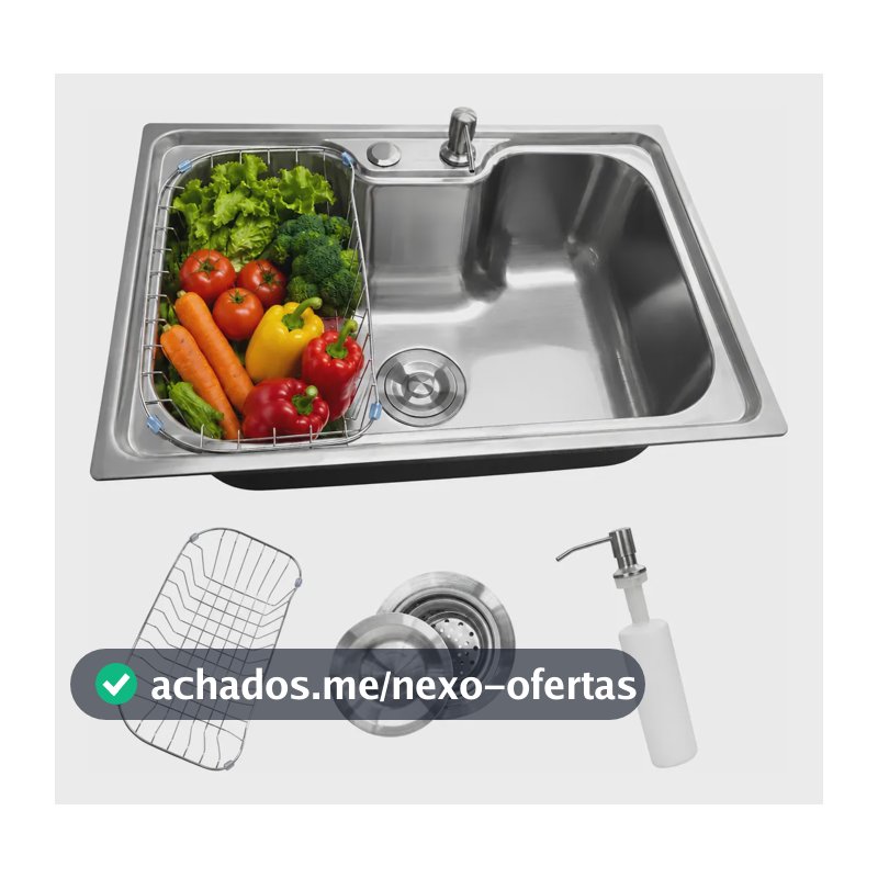 Pia Cuba Cozinha Gourmet Aço Inox 60x42 Com Acessórios Prateado