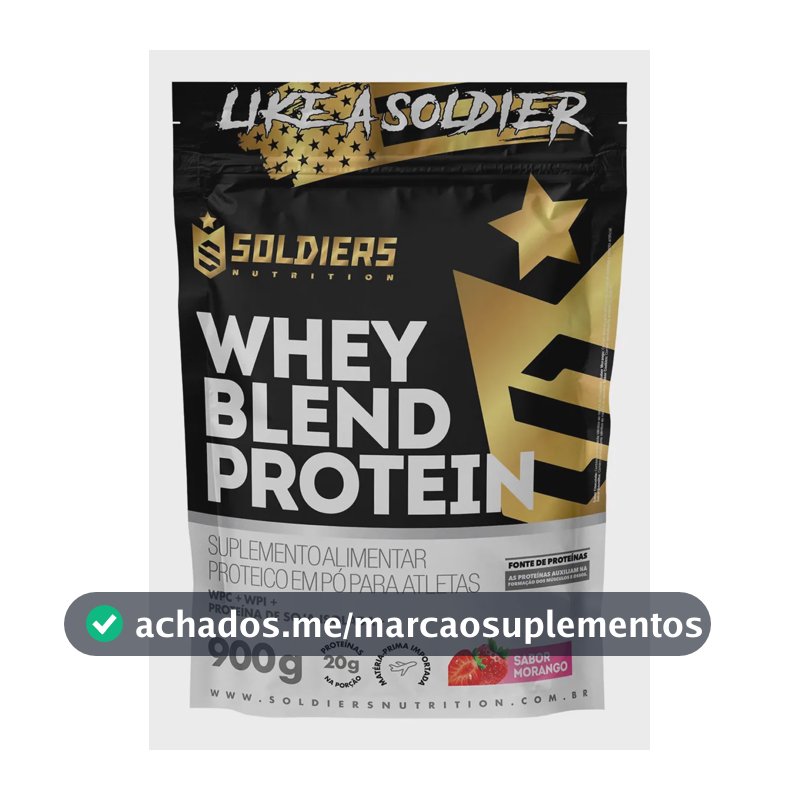 Whey Blend Protein Concentrado e Isolado 900g Sabor Morango Soldiers Nutrition