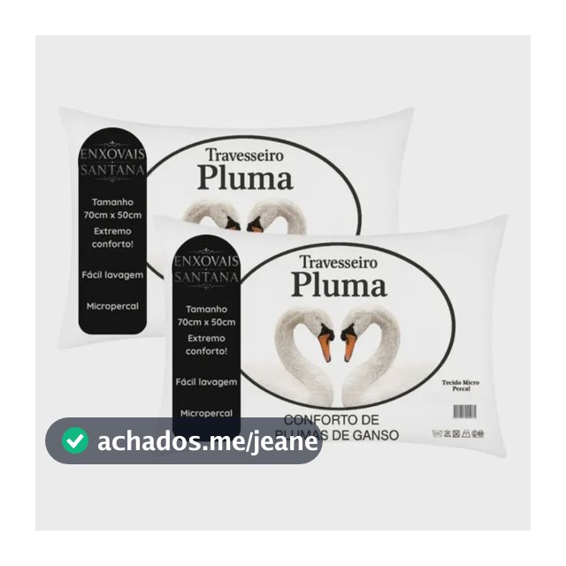Kit 2 Travesseiros Pena De Ganso 70x50cm Toque Plumas Branco