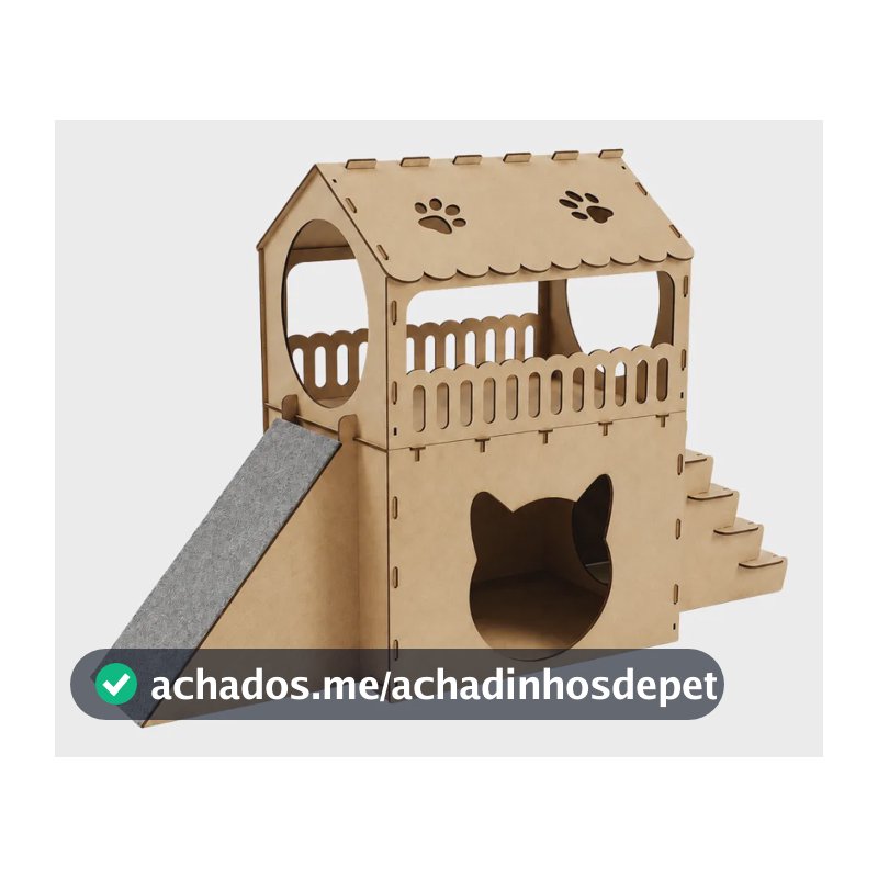 Casinha De Gato 2 Andares Playground Arranhador 5 Degraus Bege